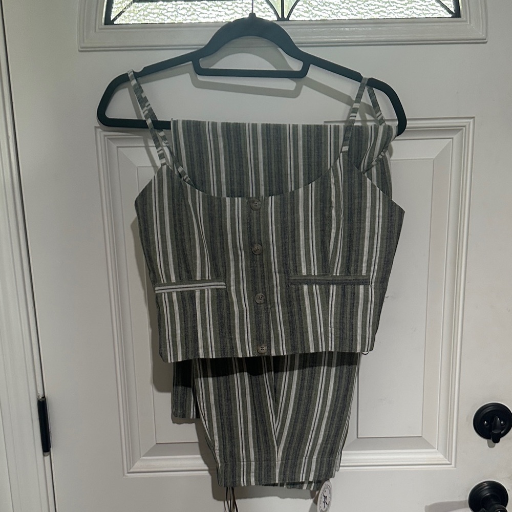 Striped Gray Two-Piece Jumpsuit